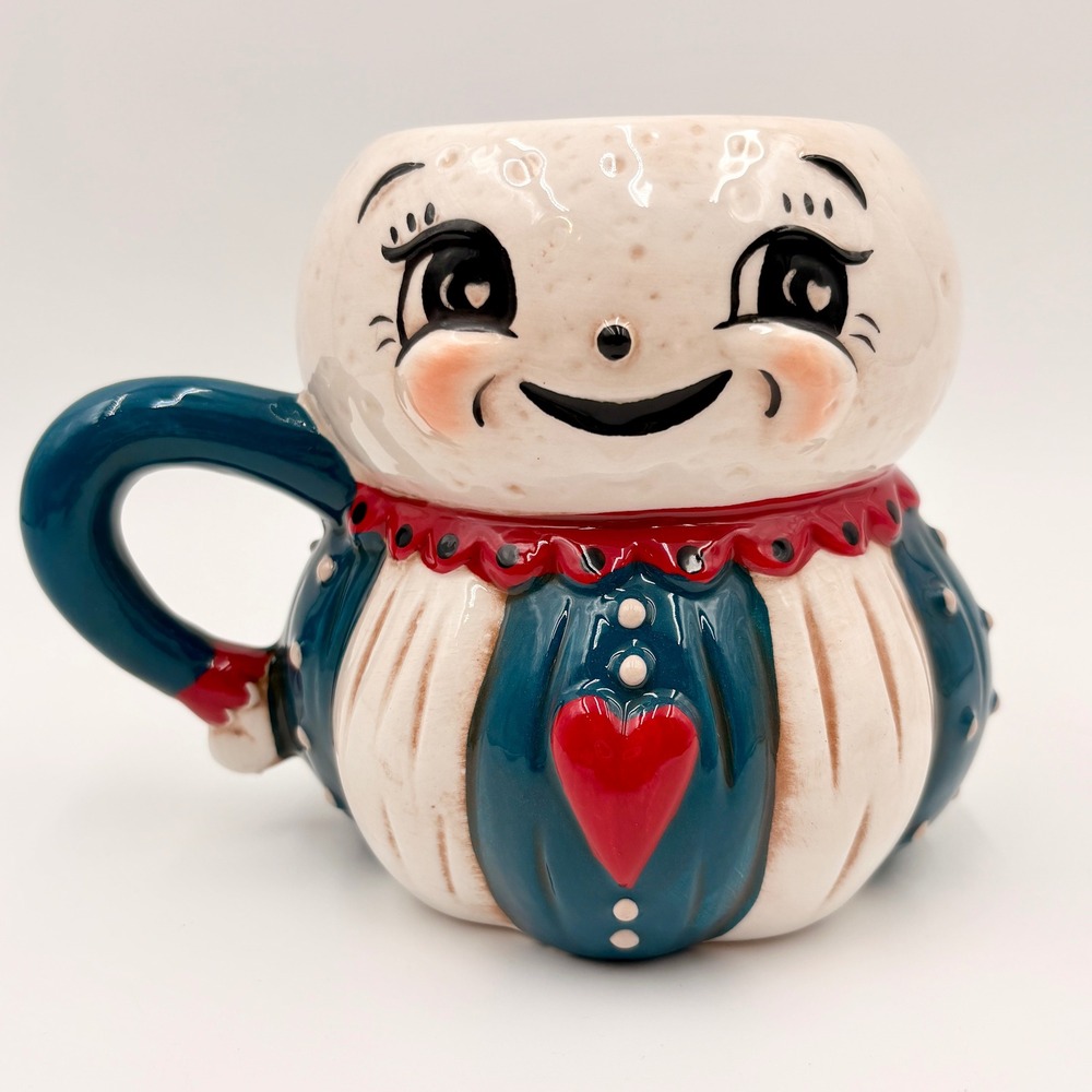 2026 Johanna Parker Luna Moon Man Patriotic Mug Teal‎ Red Heart Vintage Style